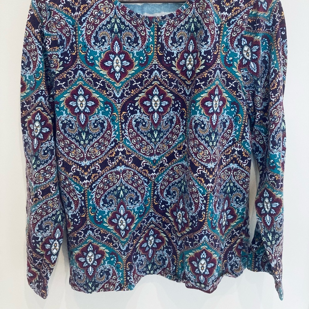 Talbots patterned long sleeve tee - Picture 2 of 8